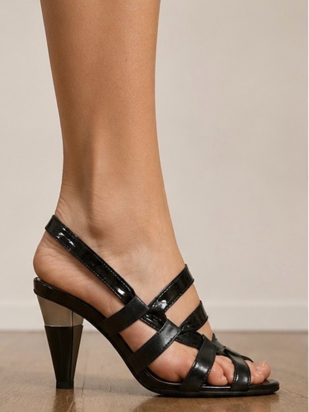 Women's vintage Miu Miu Black Strappy Mid-Heel Sandals